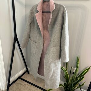 Topshop Double Face / Reversible Trench Coat Pink and Grey Size 4